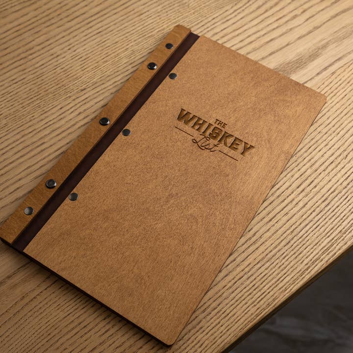 Inko Horeca Accessories - Wholesale Binder - Wooden Menu Holder For Whiskey List With Engraving