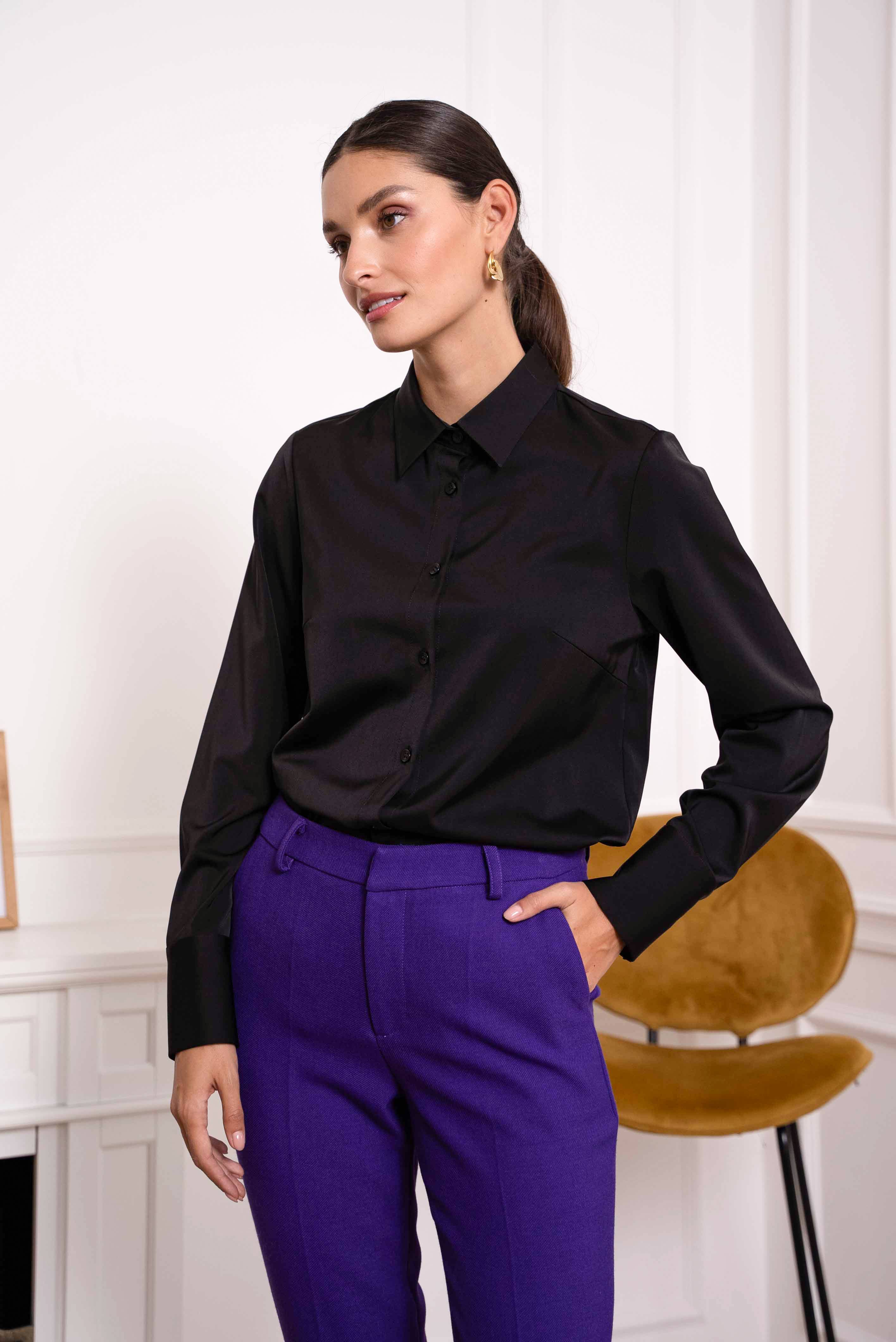 Attentif Paris - Wholesale Button Down Shirt - Women's - Satin shirt with classic notched collar16