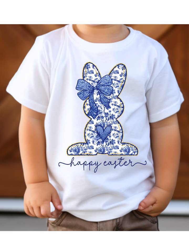Happy easter blue coquette kids shirt for wholesale by Tiny trendz teez