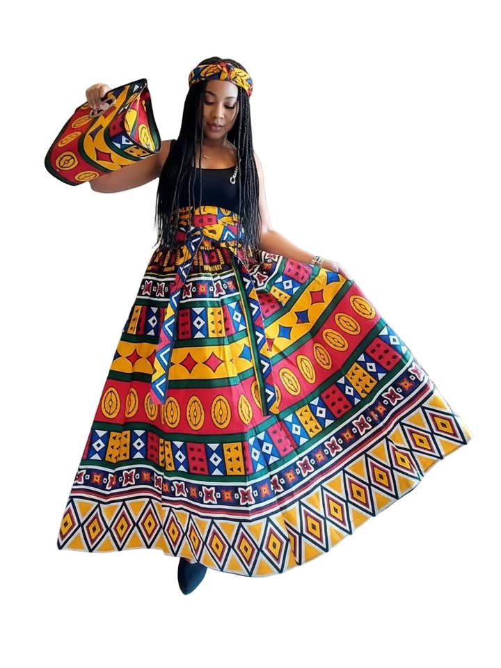 India Batik - Wholesale Dress - Women's - 3pcs Set Maxi Skirt Pocketbook wrap Dress J2