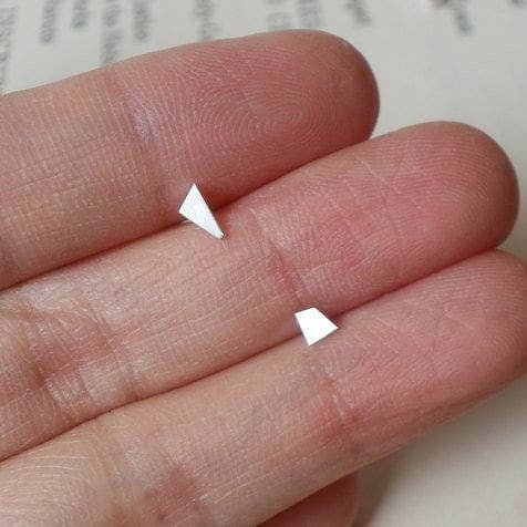 Tiny Quadrilateral Stud Earrings, Simple Ear Posts in Sterling Silver for wholesale by Huiyi Tan