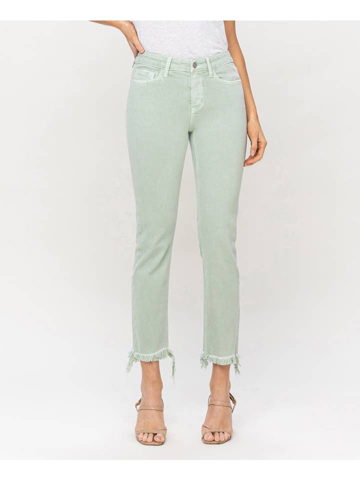 MINT MID RISE CROP STRAIGHT JEANS V3370MI for wholesale on Faire
