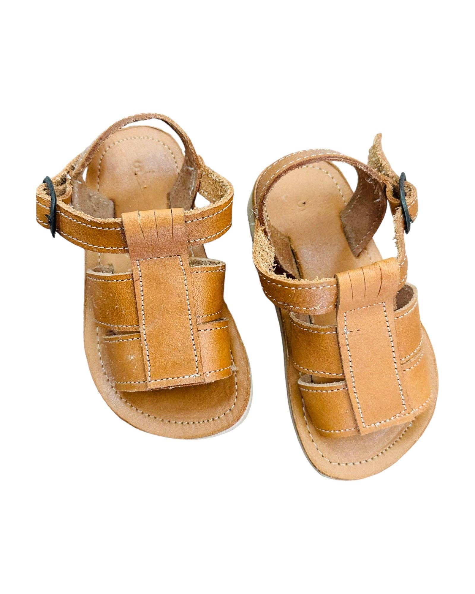 Cielito Lindo - Wholesale Sandals - Kids - Mexican Boys Brown Leather Sandals2