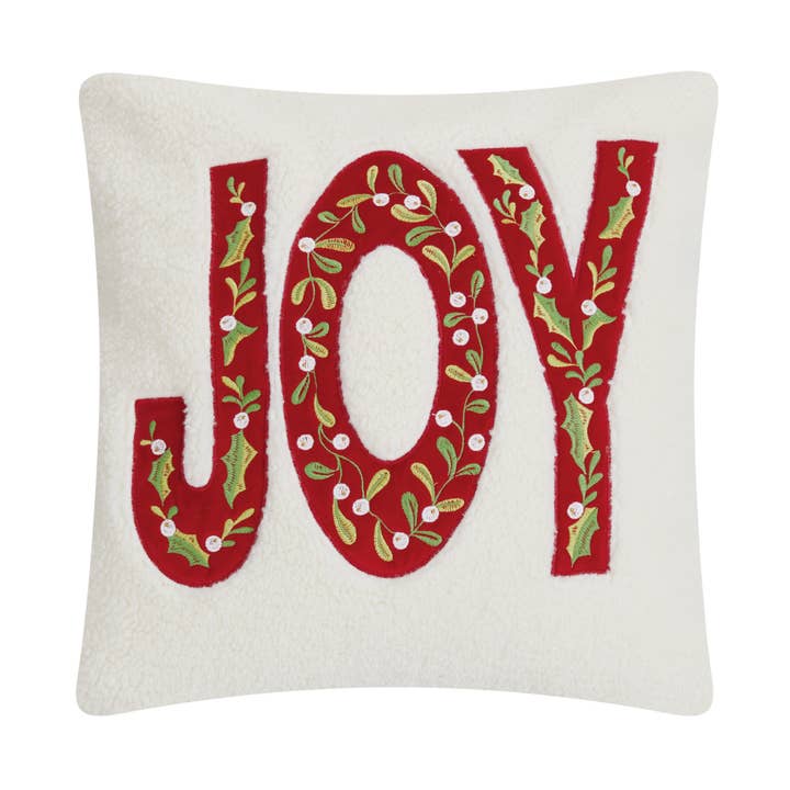 Almofada de apliques bordada Sherpa Joy por atacado de Peking Handicraft