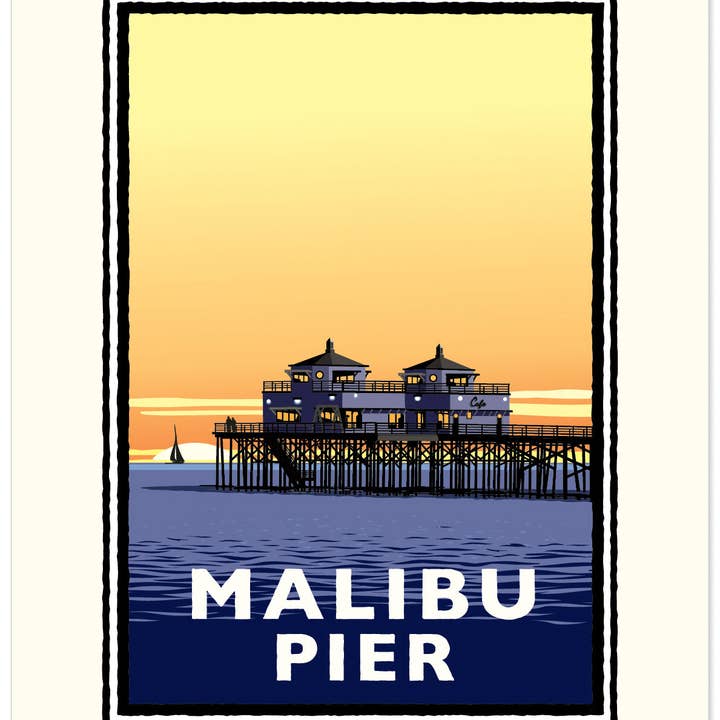 Landmark CA | Malibu Pier Sunset for wholesale by Legendary Landmark Art Prints