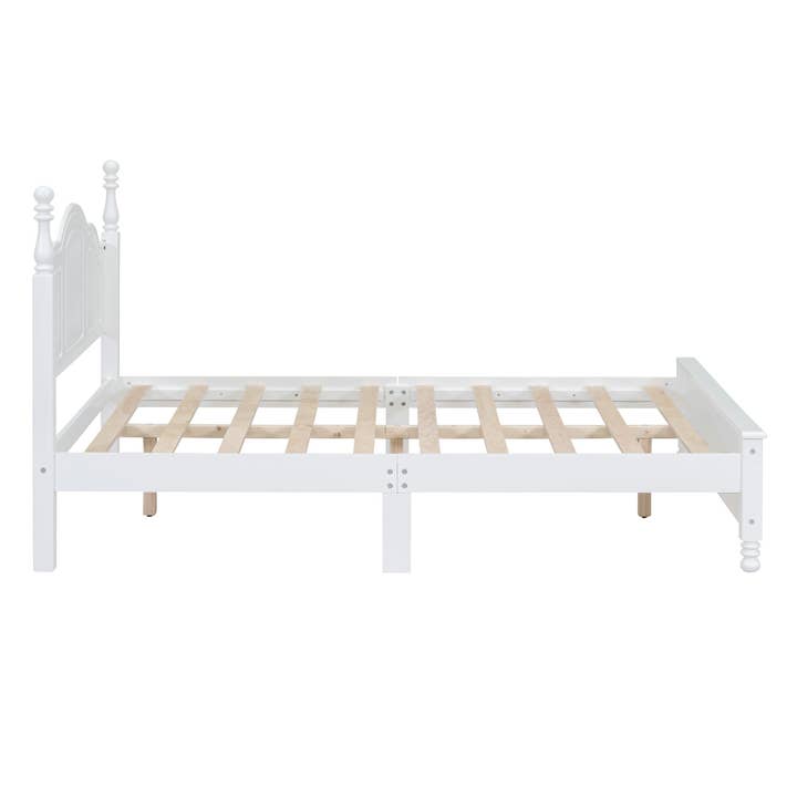 Orange County Decor - Wholesale Bed - Full Size Wood Platform Bed Frame,Retro Style Platform Bed With Wooden Slat Support,White White Wood4