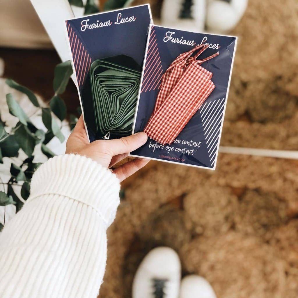 furiouslaces – wholesale Skosnören - Unisex – Vichy mönster skosnören - Röd4