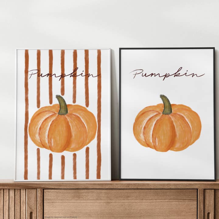 Digital Painted Pumpkin Handwritten Print for wholesale by Lauren Beth Designs