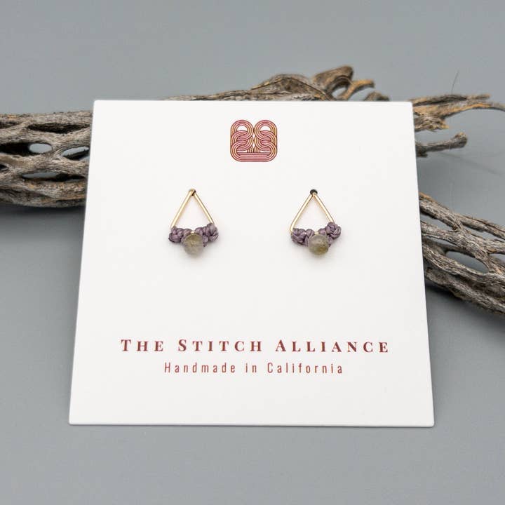 The Stitch Alliance - Wholesale Stud/Post Earrings - Labradorite Stud Earrings | Gold Fill Triangle | Handmade2