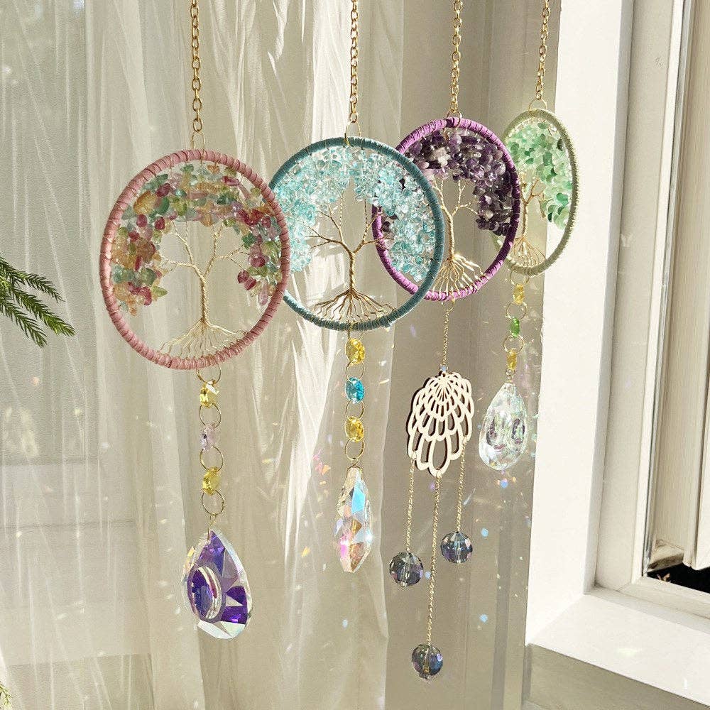 Dipped Shop - Wholesale Suncatcher - Tree Colorful Stone Crystal Home Hangings DP25A9215