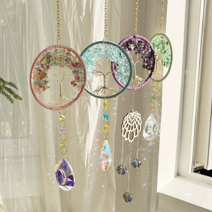 Dipped Shop - Wholesale Suncatcher - Tree Colorful Stone Crystal Home Hangings DP25A9215