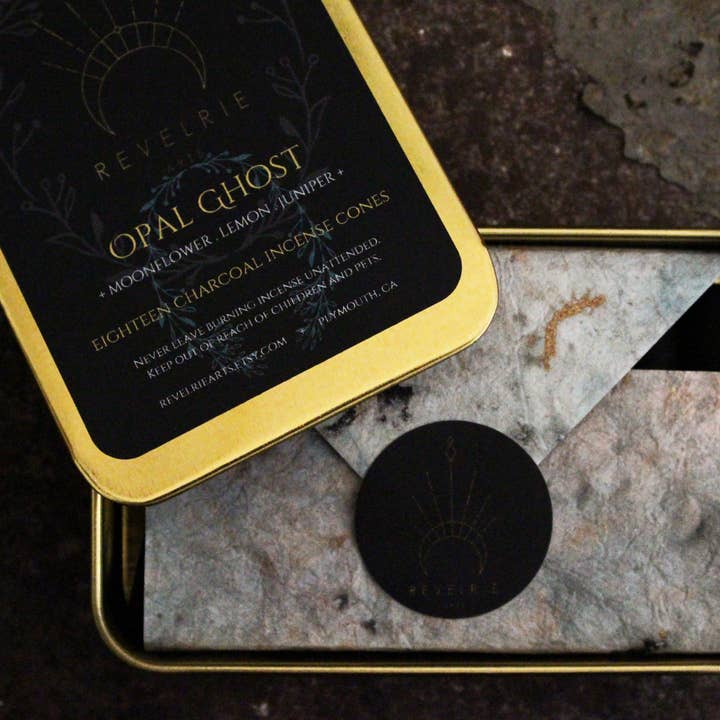Revelrie Arts - Wholesale Incense - Opal Ghost - Gold Incense Tin
