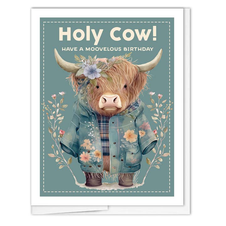 A2 - Birthday Highland Cow for wholesale by JennyDidIt Note Cards