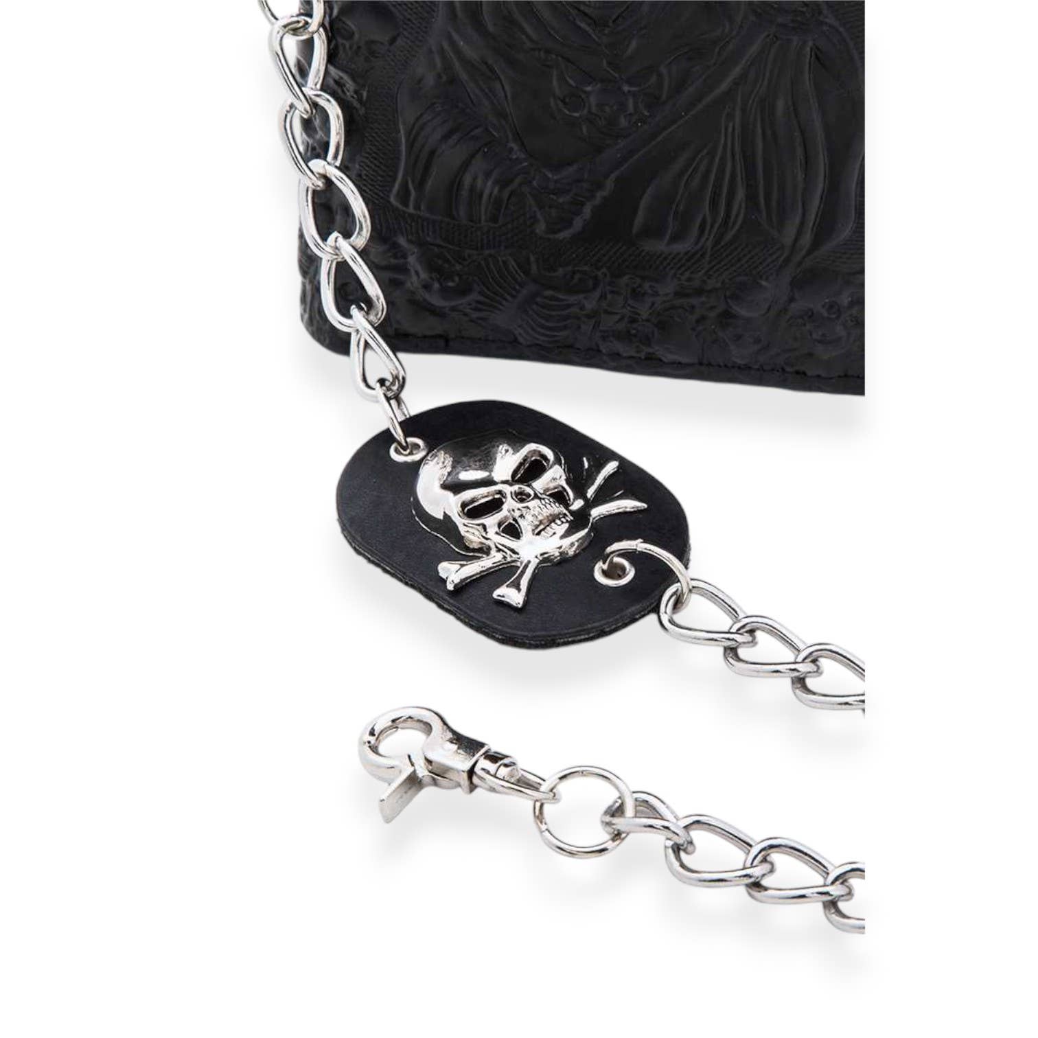 Svart Präglad Skull Biker Chain Plånbok för wholesale på Faire4
