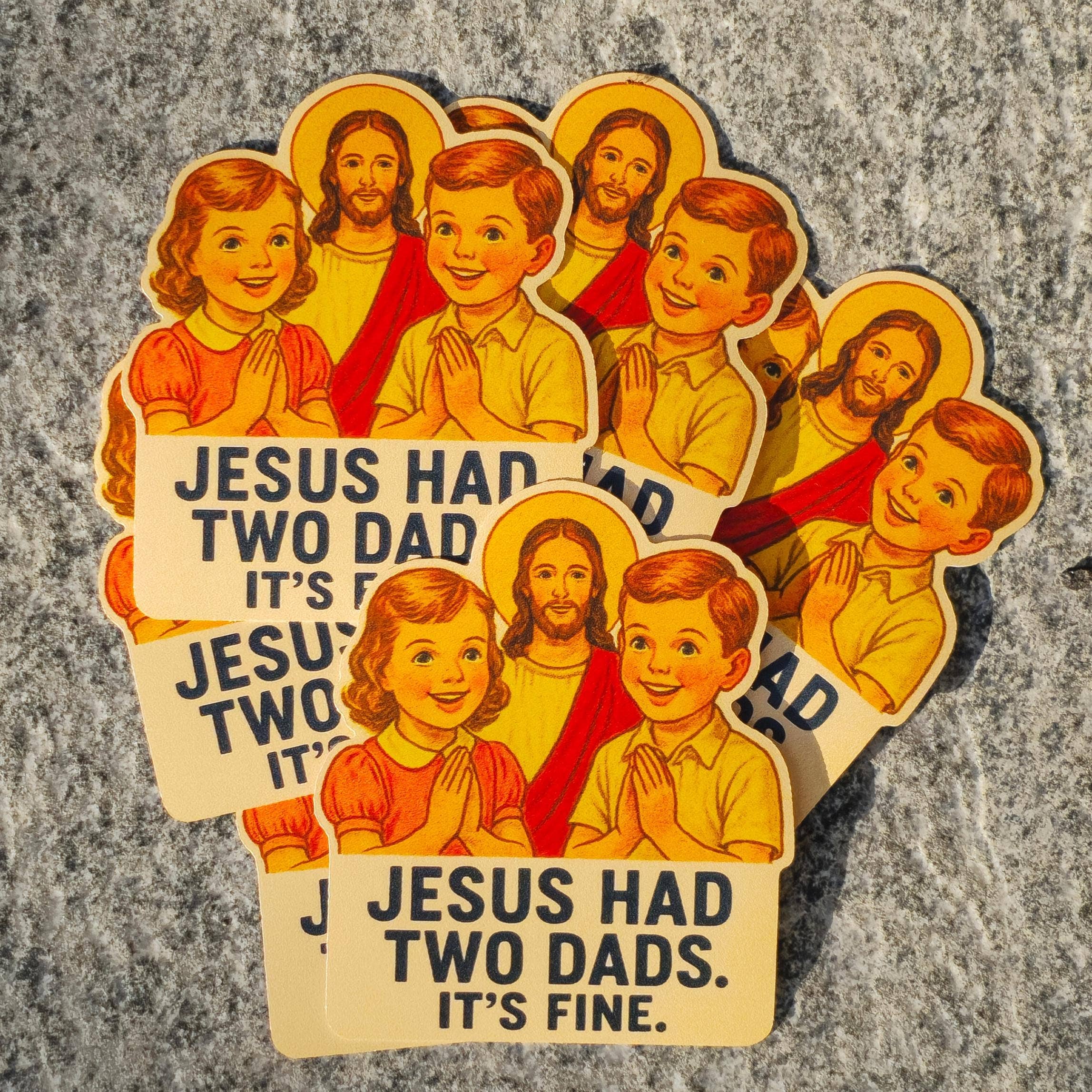 Sticky Bunny Stickers – wholesale Klistermärke – Pride-klistermärke LGBTQ+ Rolig Jesus Hade Två Pappor Politisk Humor PRIDE-månad Regnbågsdekal4