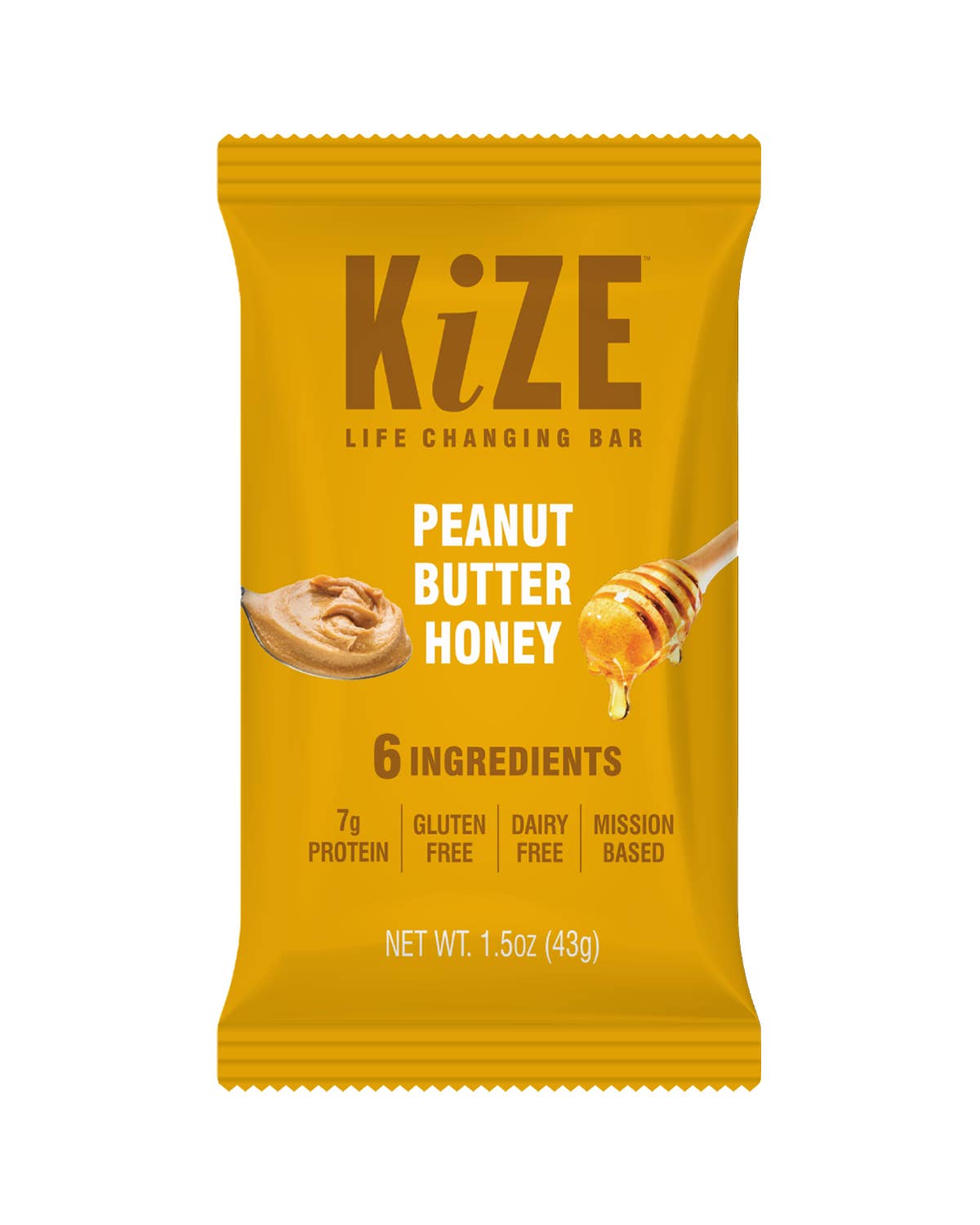 KiZE Life Changing Bars - Wholesale Snack Bar - Peanut Butter Honey, Protein Snack Bar, 1.5oz, 10ct