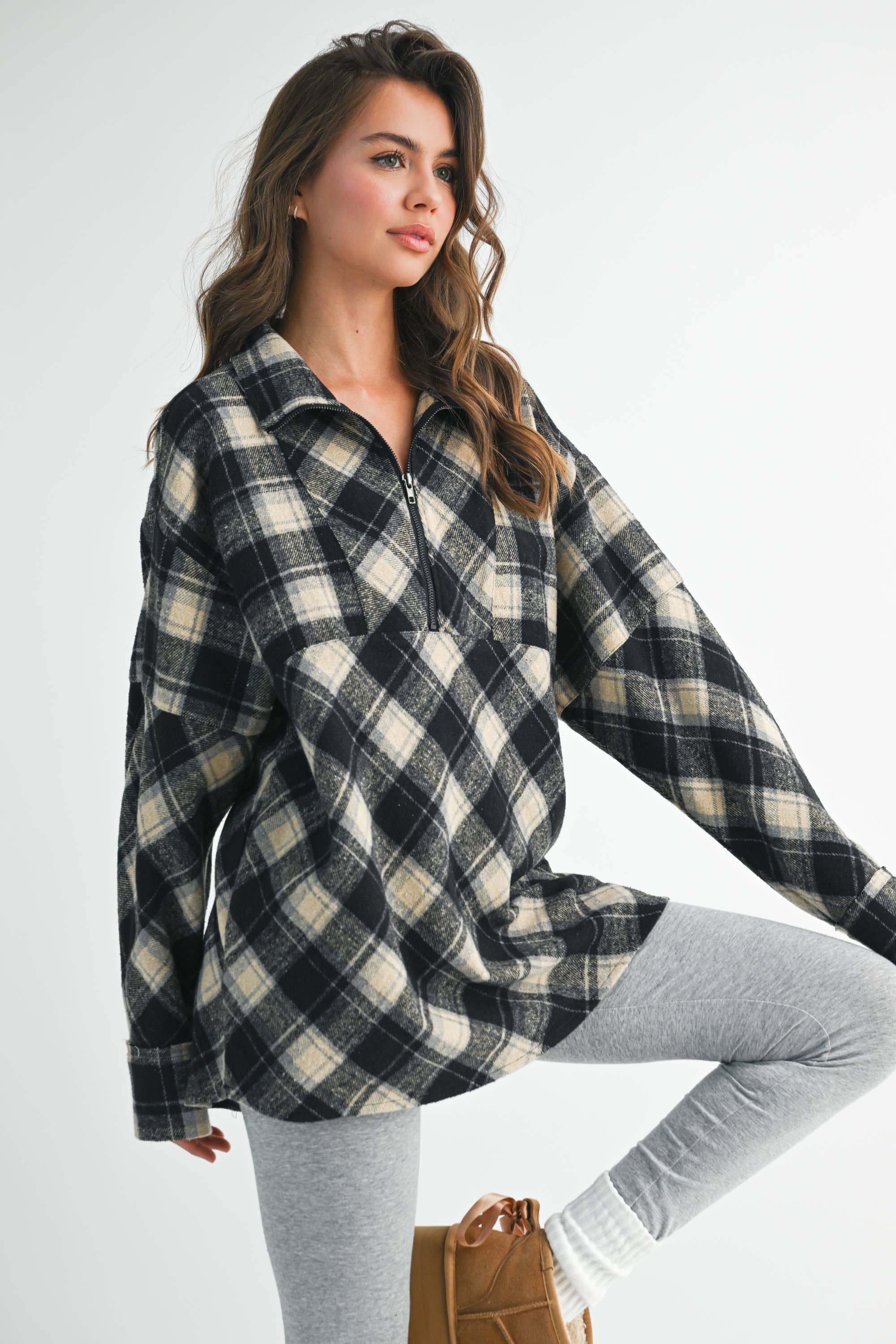 AEMI + CO - Wholesale Sweatshirt - Women's - 8421EK Mya Plaid Pullover 110