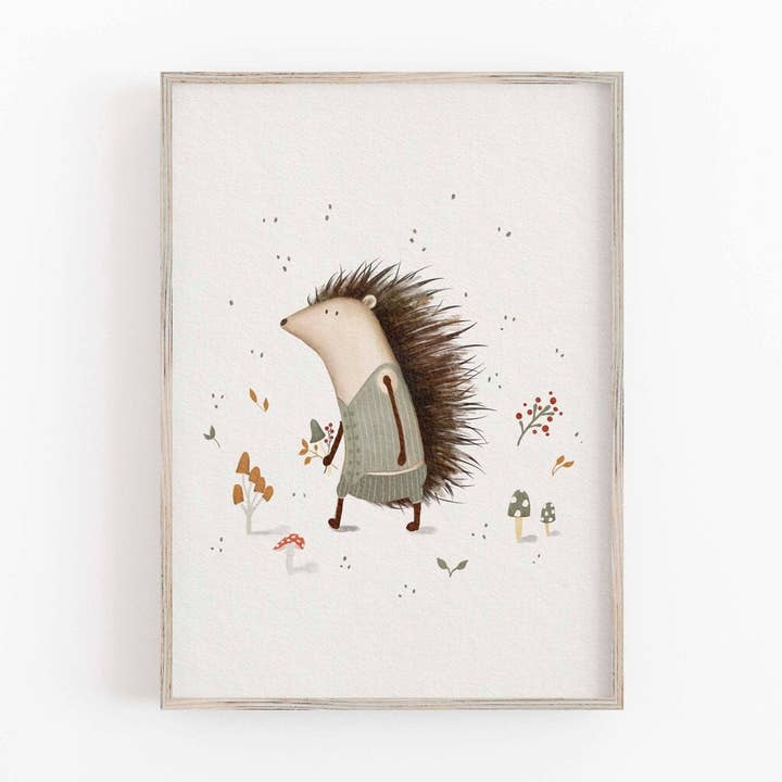 Hedgehog Art Print - Woodland Animal Nursery Decor for wholesale by Urchin Bay