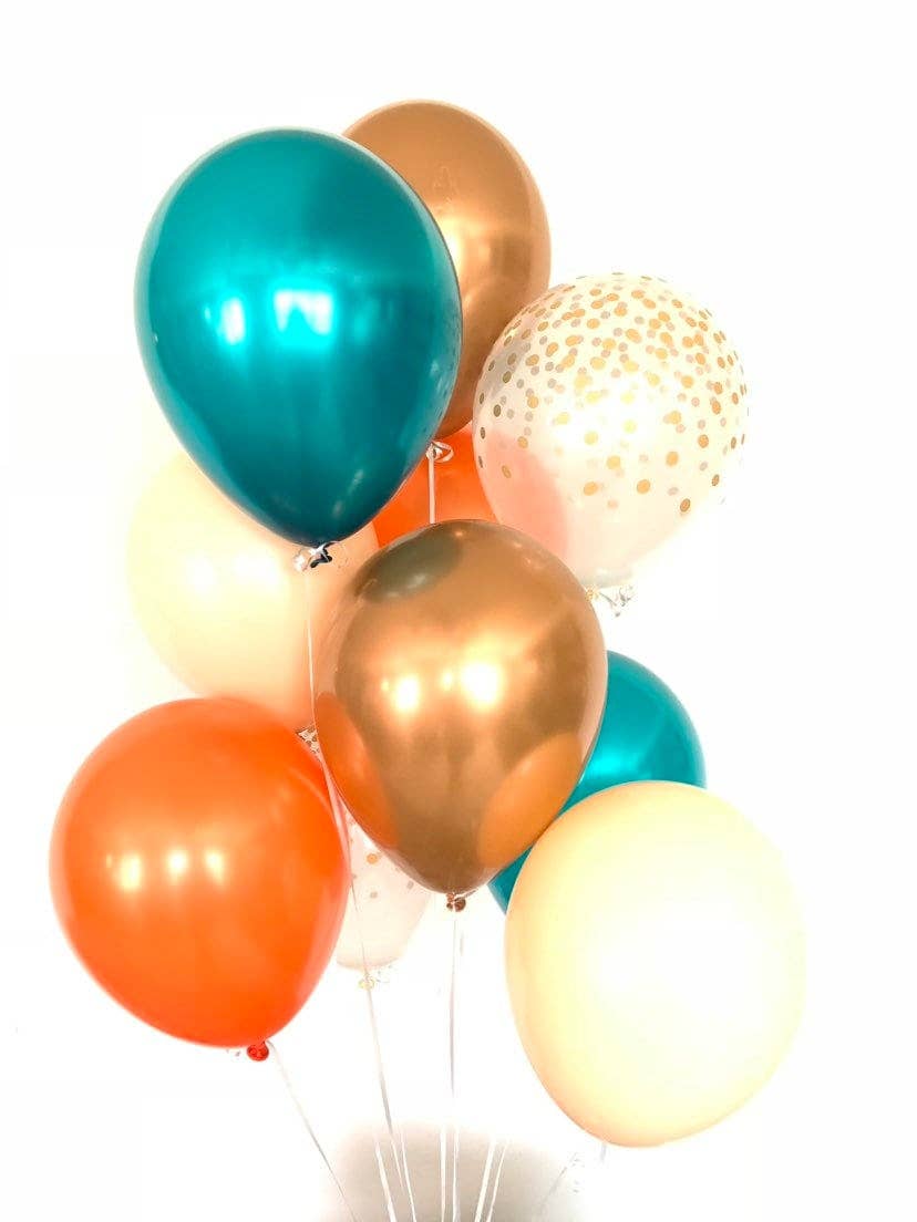 Hullaballoons - Wholesale Balloon - Teal and Orange Balloons | Set of 10 Latex Balloons7