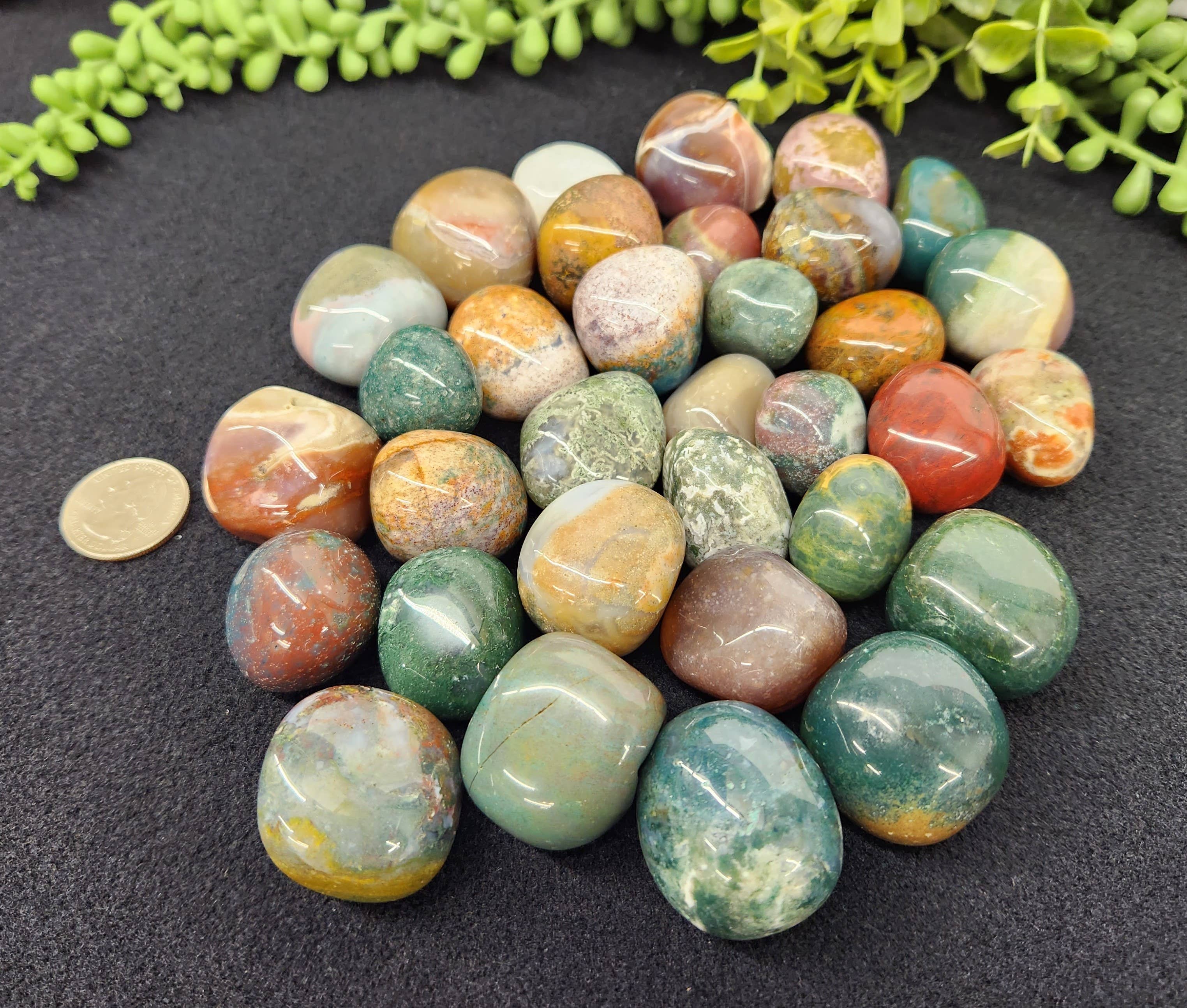 Meraki Gemstones - Wholesale Spirituele steen/kristal - Ocean Jasper (1 kg/2,2 lbs.) Trommelde stenen ca. 30-35 mm5