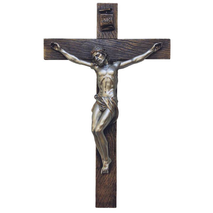 Goldscheider of Vienna - Wholesale Wall Cross - Crucifix in Cold Cast Bronze/Pewter Style 17"