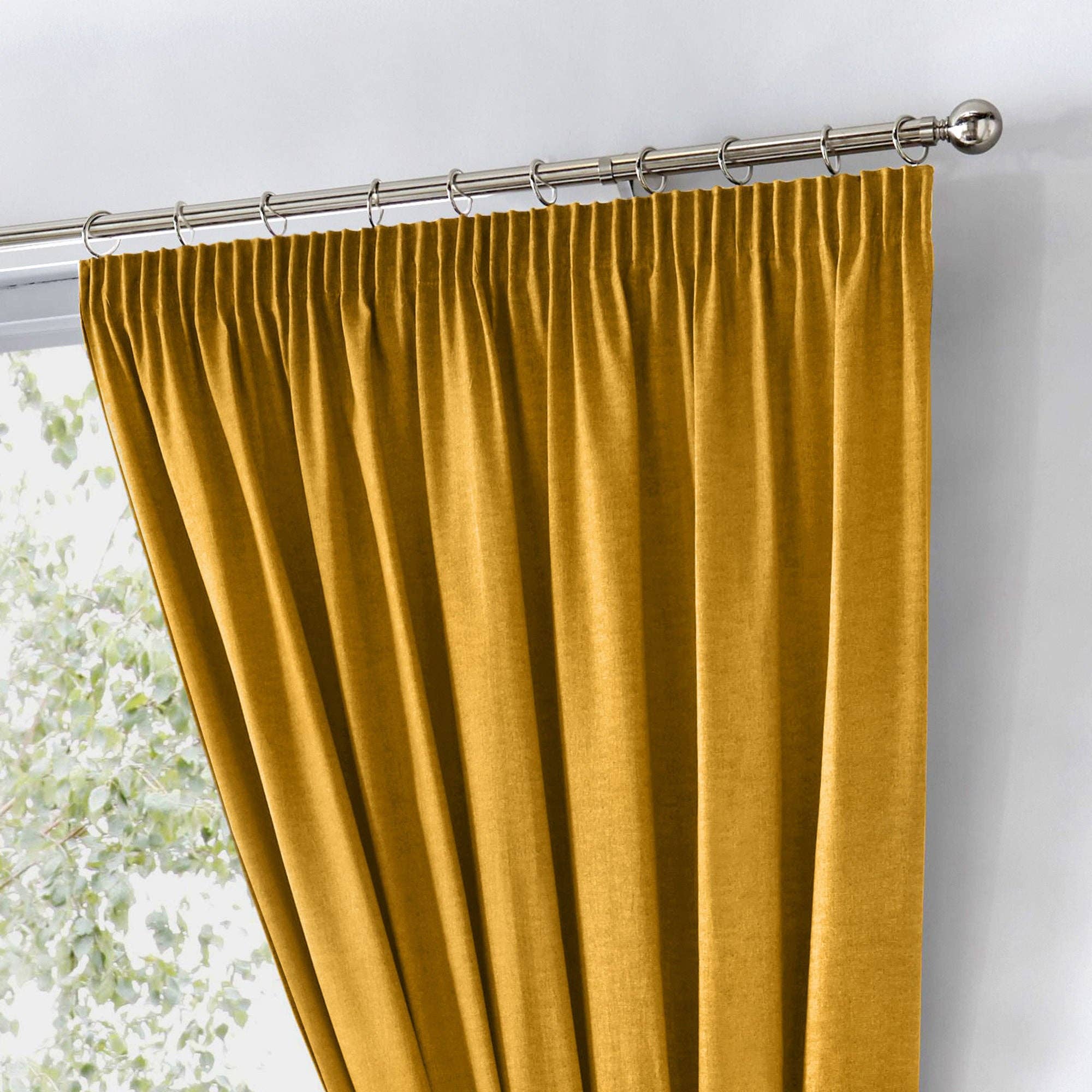 UW Home – wholesale Curtain – Dijon Pair of Pencil Pleat Curtains by Fusion in Ochre1