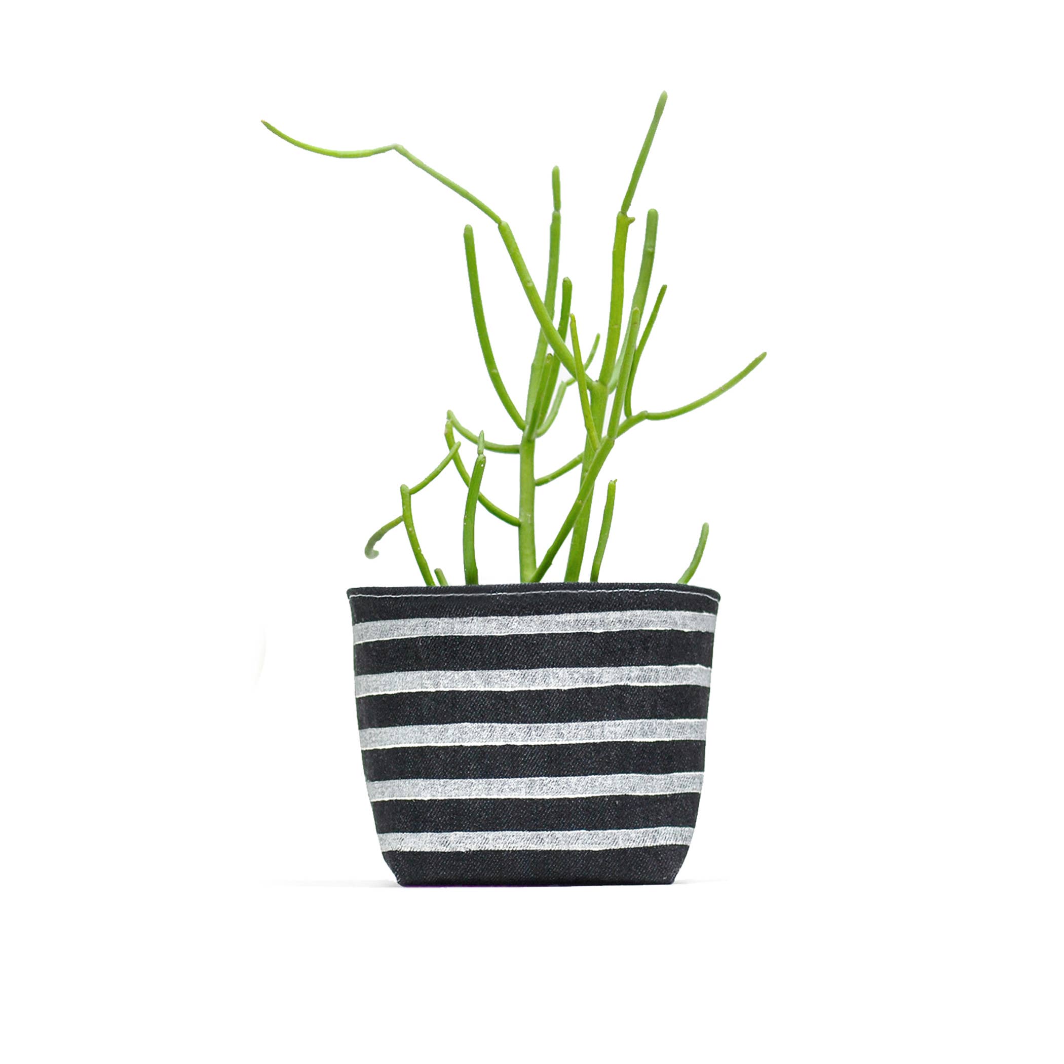 Gray Green Goods - Wholesale Plant Pot - Stripe Blockprint Denim Planter—4"