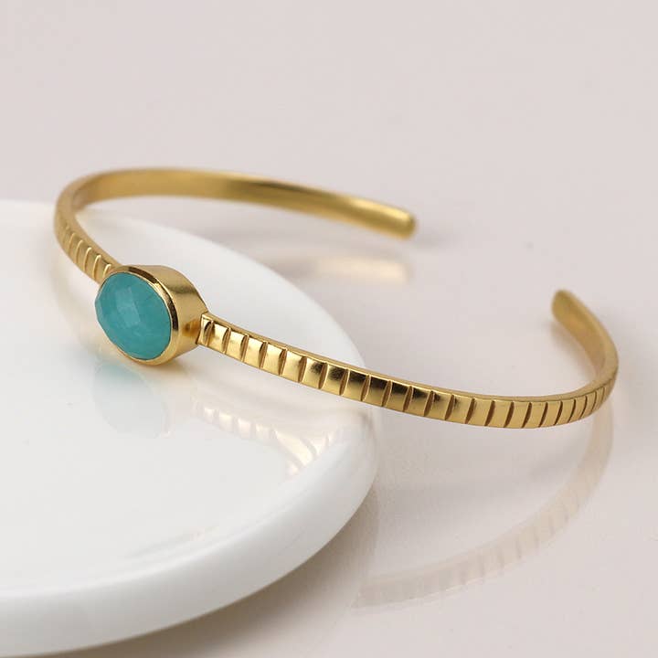 Bracelet en amazonite plaqué or de luxe pour la vente par Peace Of Mind