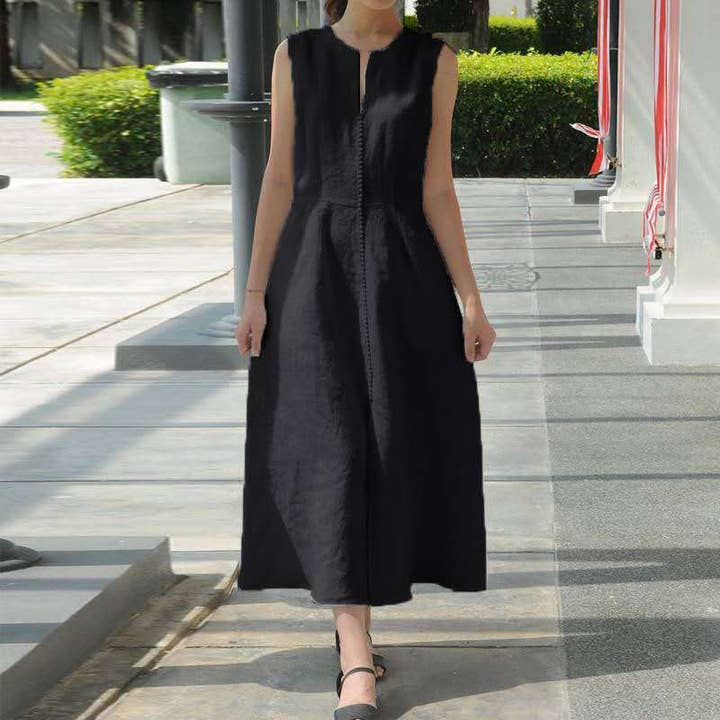 pinkblu02 - Wholesale Dress - Women's - Women Fashion Casual V-Neck Midi Dress