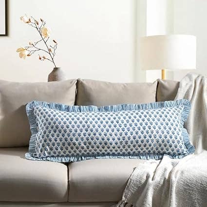 Funda de Almohada con Volantes de Algodón - Azul Apatita para venta al por mayor de Cotton Print Club