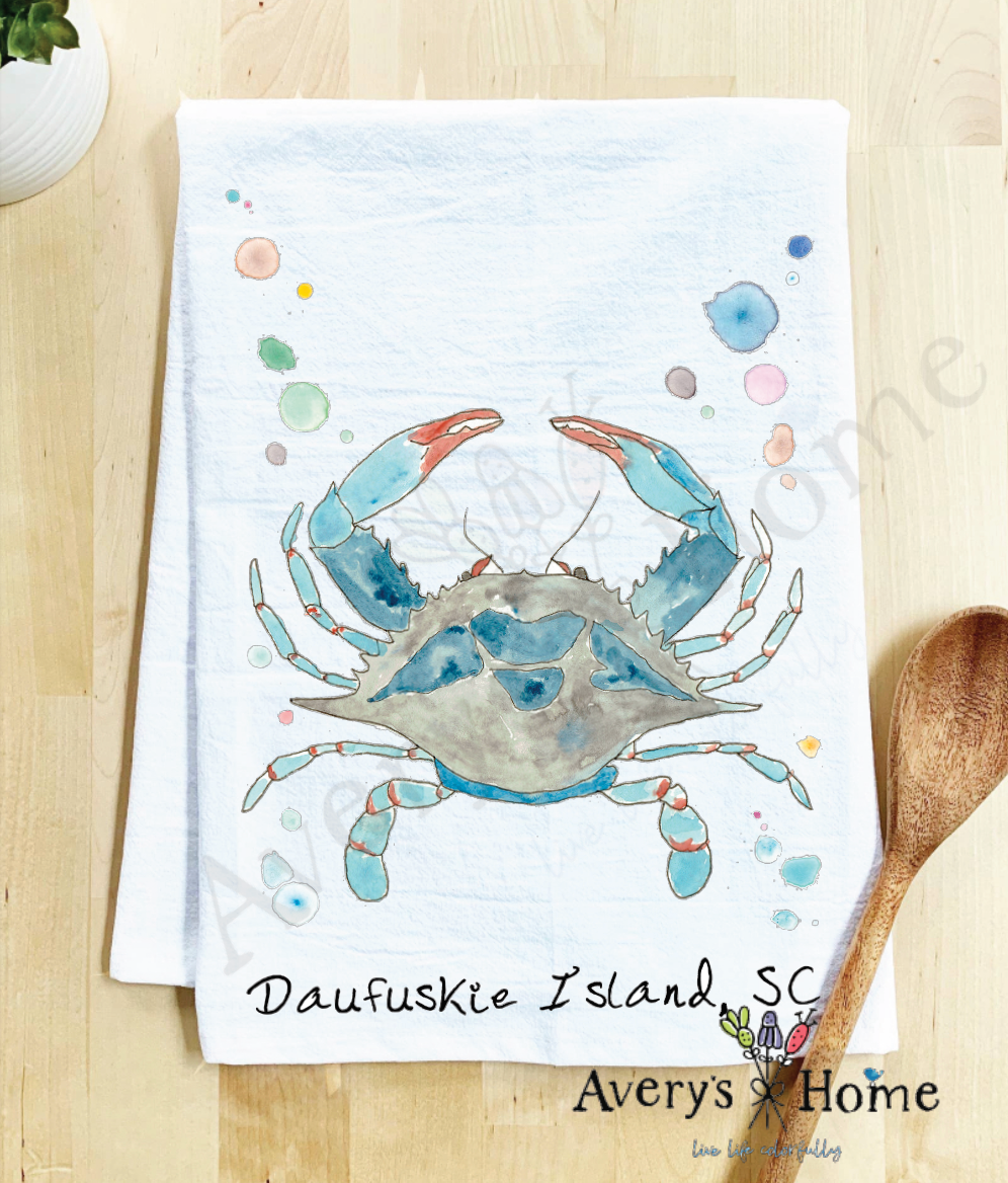 Avery's Home - Wholesale Tea Towel - Blue Crab Ocean Customizable Coastal Tea Towel67