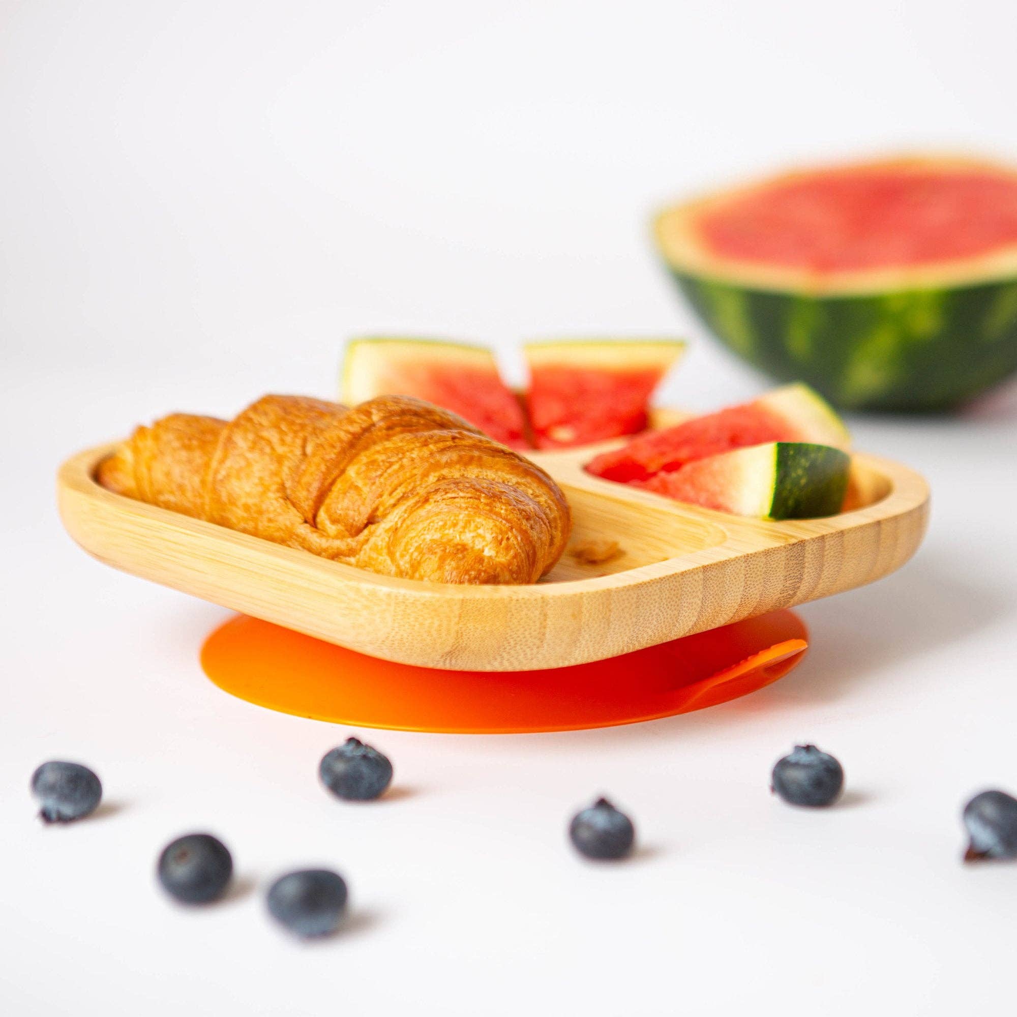 Rinkit Ltd - Wholesale Dinner Plate - Kids & Baby - Tiny Dining Kids Bamboo Plate with Suction Cup Orange1