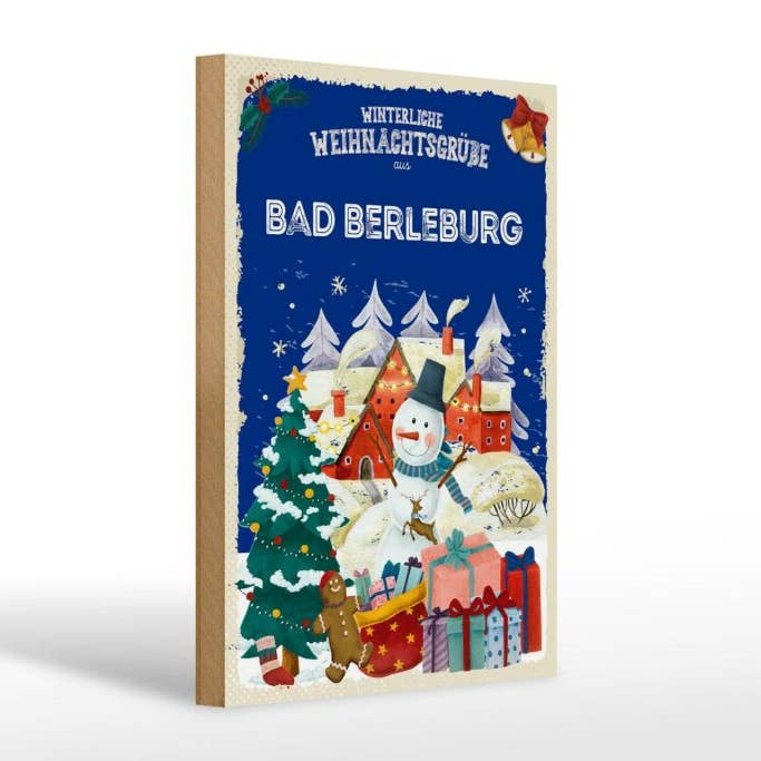 Sinal de madeira saudações de Natal BAD BERLEBURG sinal presente 20x30 cm por atacado de Femer