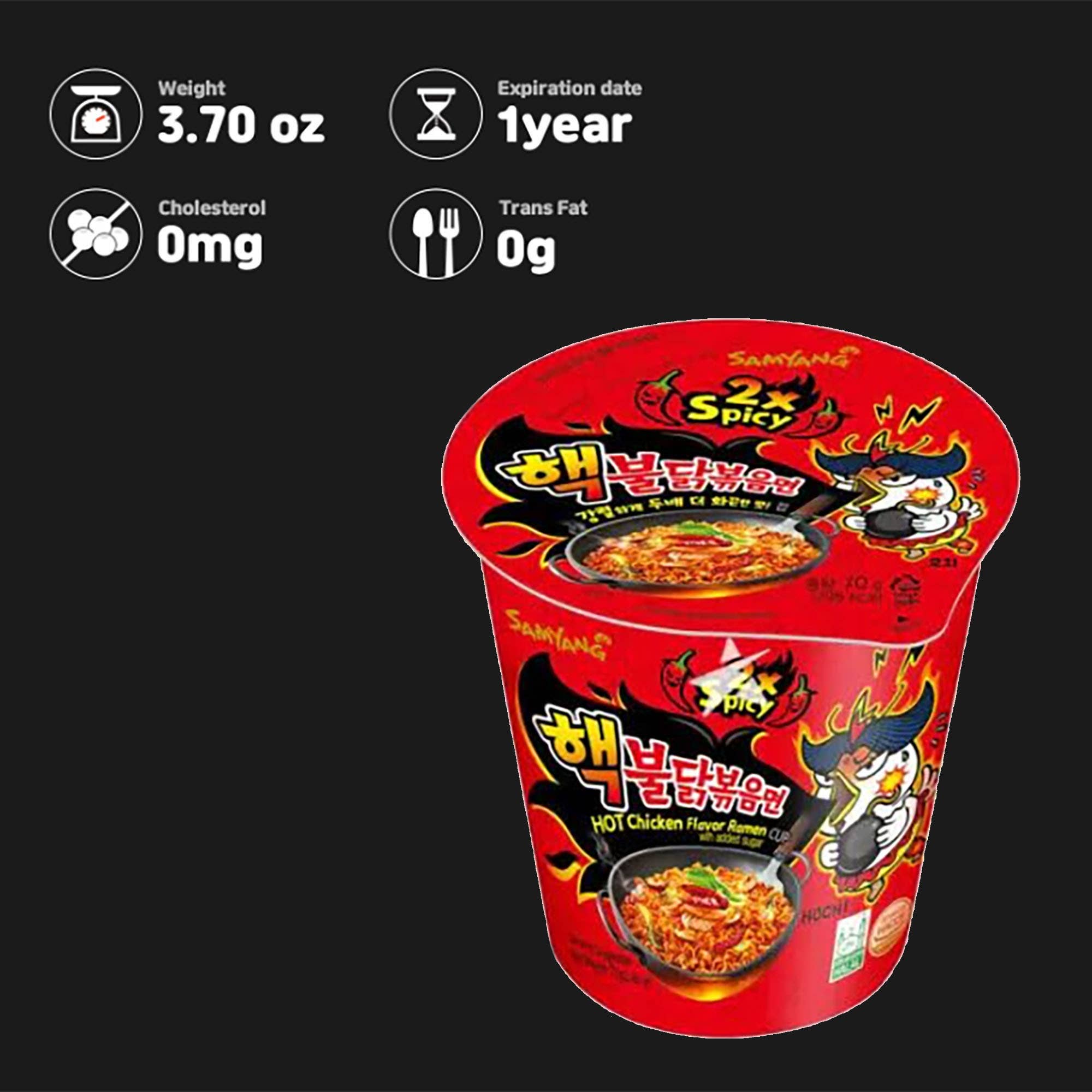 K Moitves Foods - Vente Ramen - Samyang 2x Épicé Buldak Poulet Ramen Cup–105g (Lot de 6)2