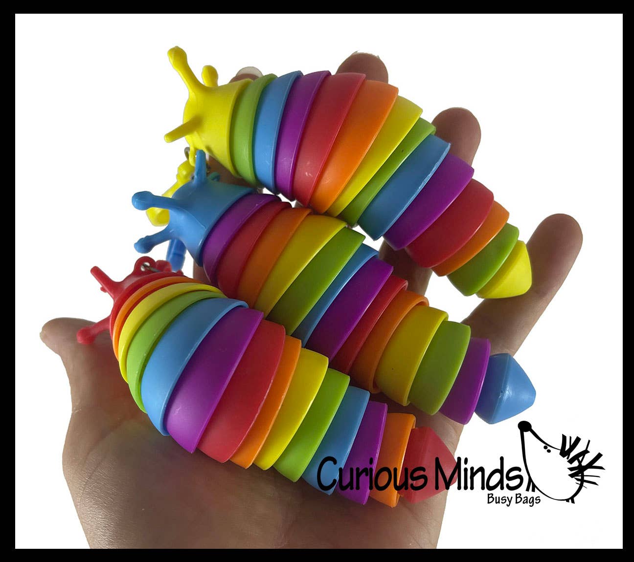 Curious Minds Toys - Wholesale Fidget Toy - Kids - 1 Small Fidget Slug on Clip Articulated Jointed Moving Slug3