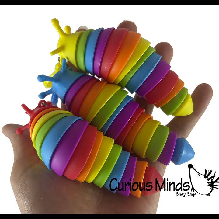 Curious Minds Toys - Wholesale Fidget Toy - Kids - 1 Small Fidget Slug on Clip Articulated Jointed Moving Slug3