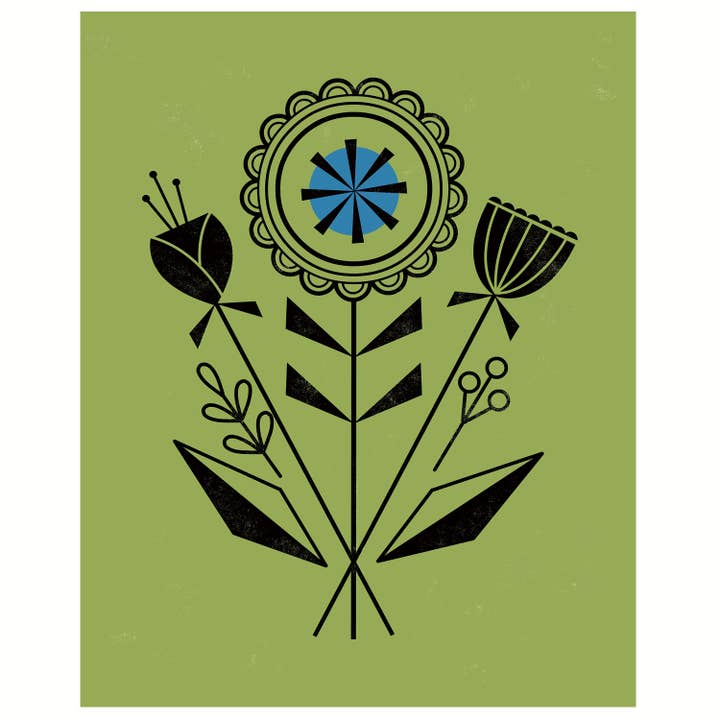 Modern Flowers Peridot Art Print for wholesale by Amber Leaders Designs