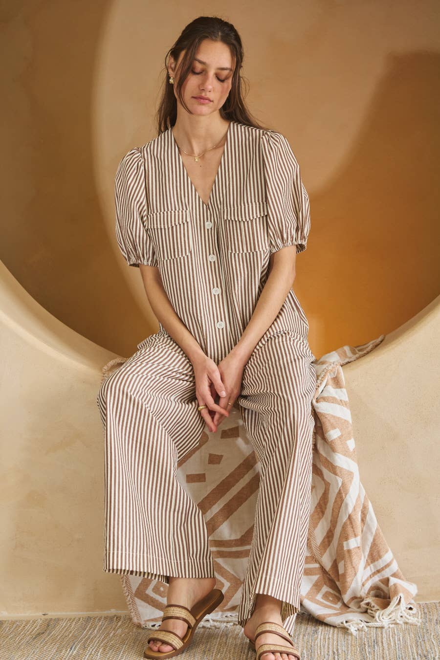 Oddi - Vente Ensemble haut et pantalon (PAS d'intérieur) - Femme - Ensemble haut rayé plus avec pantalon large assorti1