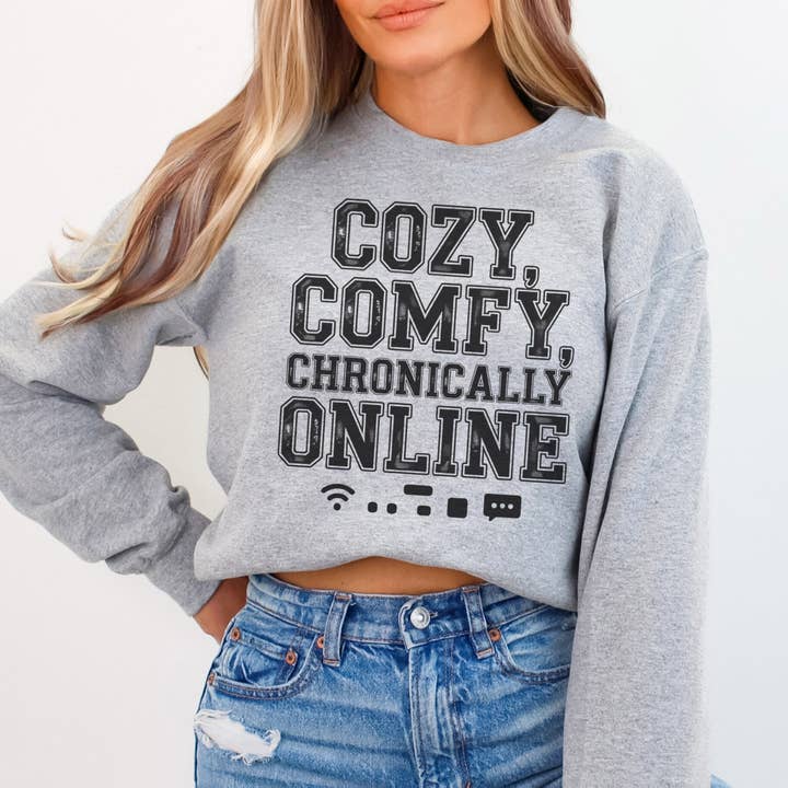 Chronically Online Crewneck Sweatshirt and other Purchase Wholesale online. Free Returns & Net 60 Terms on Faire trending on Faire.