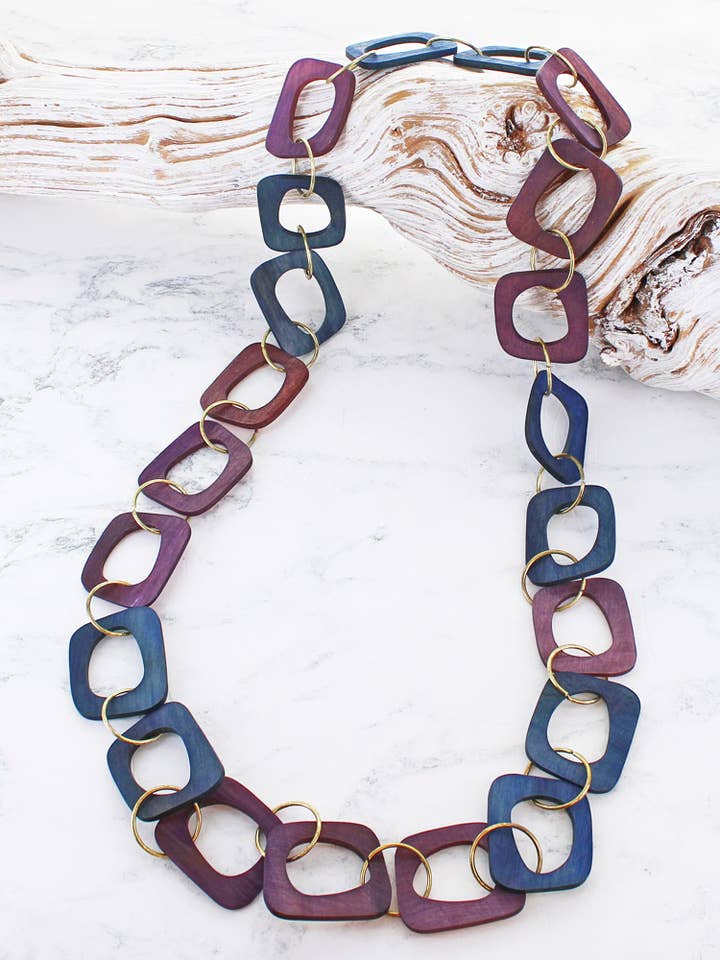 BN6503PU TONAL HORN RING NECKLACE for wholesale by Suzie Blue