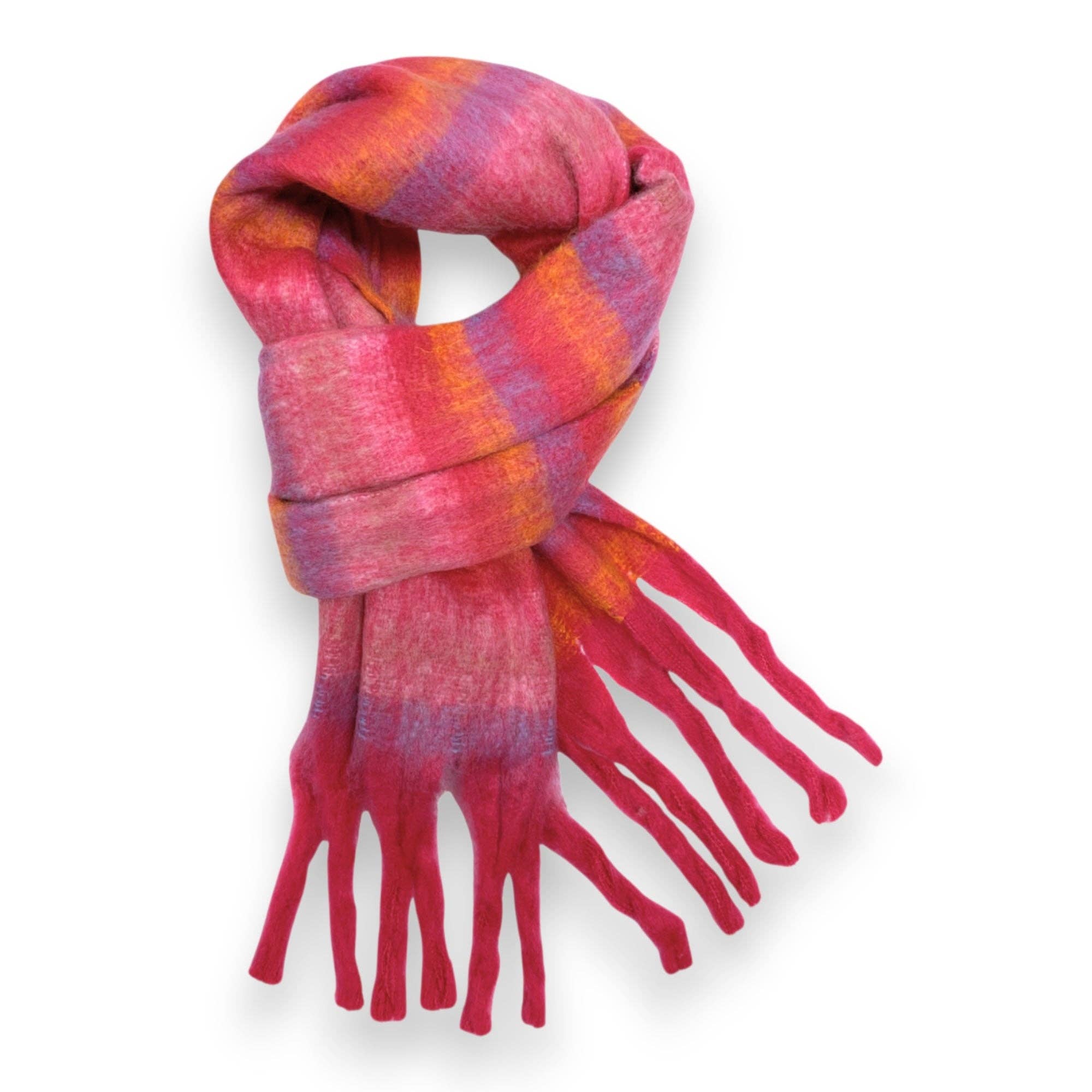 Lili Scarves (US Duty Free) - Vente Écharpe – femme - Écharpe d'hiver en laine mélangée duveteuse à rayures7