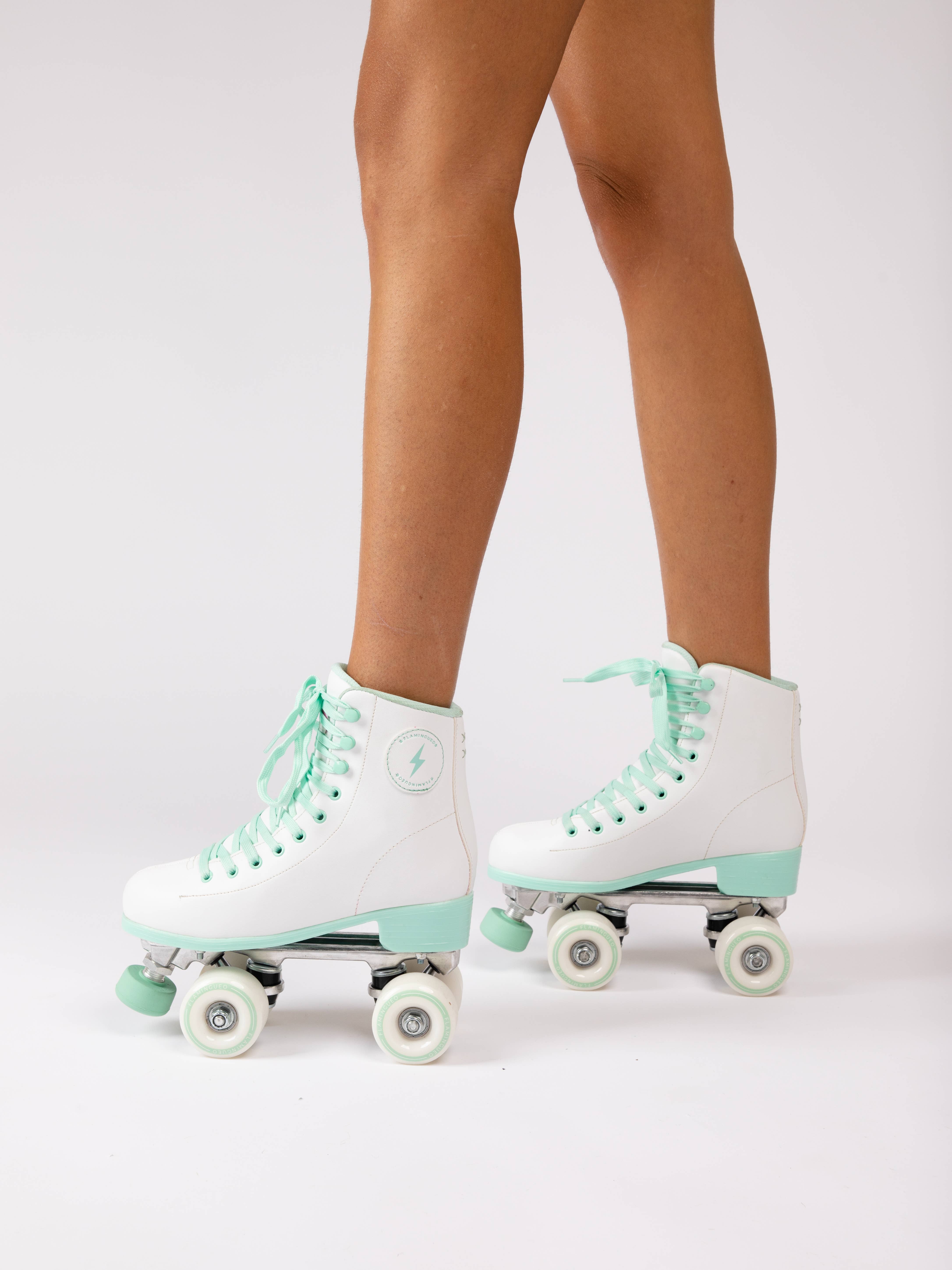 Flamingueo - Wholesale Roller Skates - Women's - Retro 4-Wheel Skates Unisex Durable White/Blue Color6
