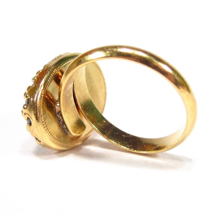 SoHo Schmuckmanufaktur - Wholesale Cocktail/Statement Ring - Einzigartiger goldgrüner verstellbarer Feueropal-Ring2