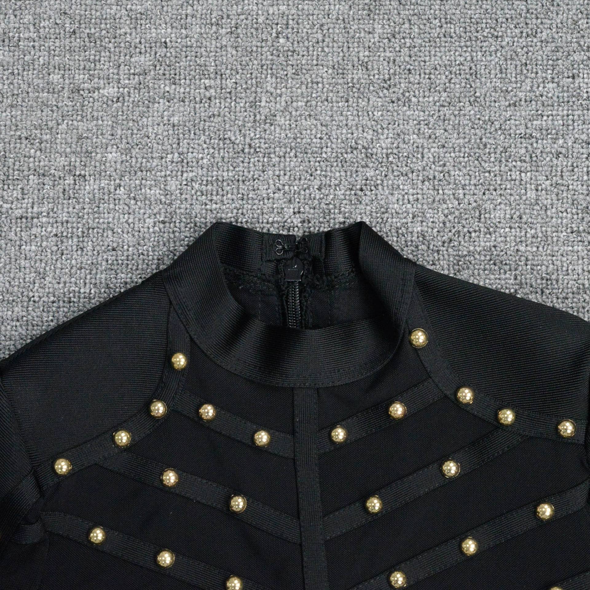 Black SY290 Glamorous Mesh Long Sleeve Bandage Dress for wholesale on Faire10