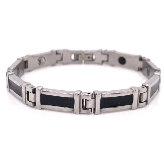 Black Enamel Stainless Steel Magnetic Bracelet for wholesale by WJW