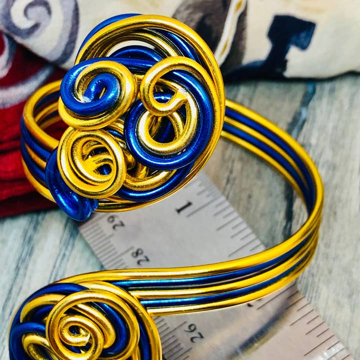 Jewelry With Me - Wholesale Cuff Bracelet - Sigma Gamma Rho Blue and Gold Cuff Bracelet1