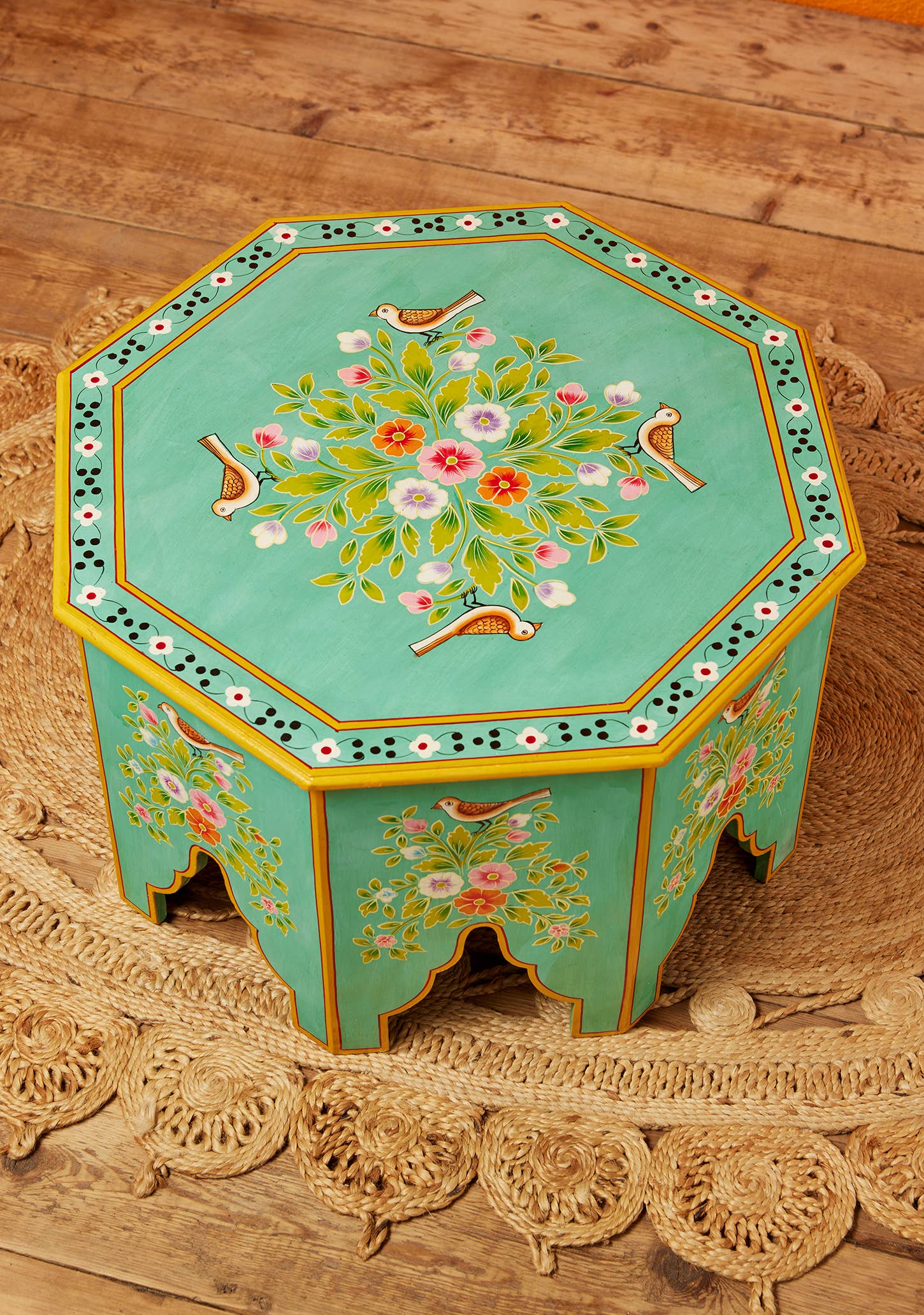 Namaste - Wholesale Coffee Table - Panchi Handpainted Hexagonal Coffee Table2