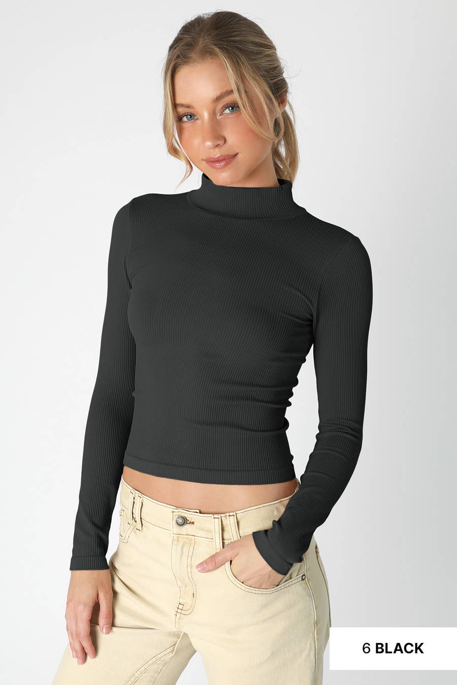 NIKIBIKI - Wholesale Knit Top - Women's - NS8247 -Ribbed Mock Neck Top6