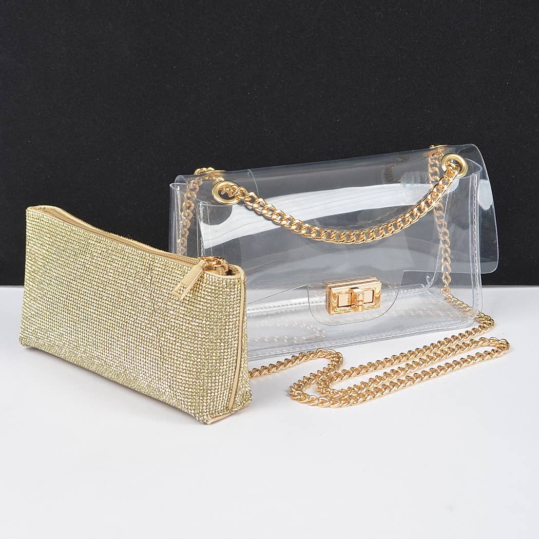 3AM BY H&D ACCESSORIES - Wholesale Crossbody Bag - Women's - Transparent Crossbody Bag W/Rhinestone Clutch2