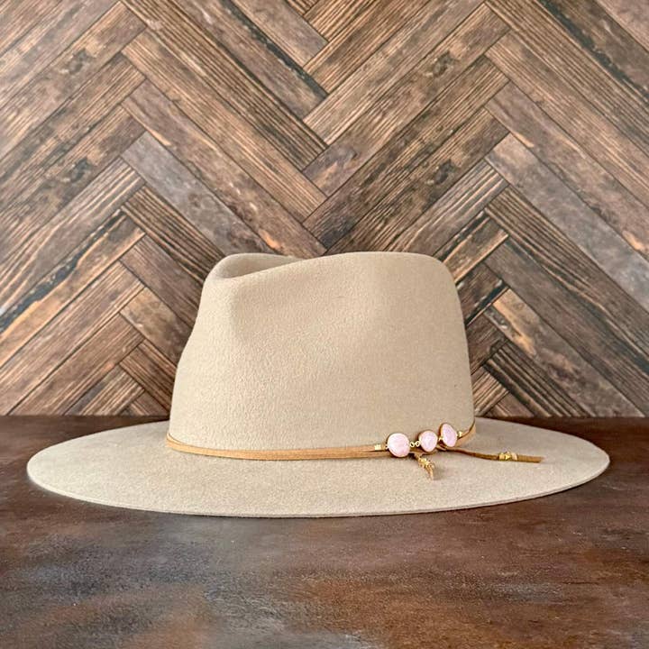 Lani Pink Opal Wrap Hat Band - Beige for wholesale by Presh